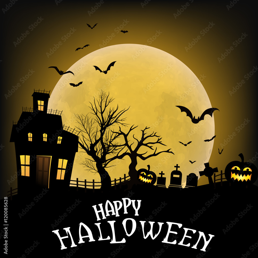 Postcard in honor of Halloween. Scary background. Halloween in October. Pumpkin