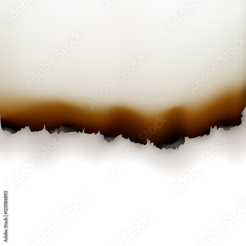 Vector Burned Paper Edges on White Background