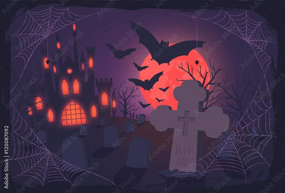 Halloween banner with scary view