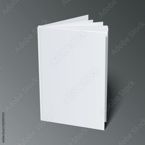 Blank Flying Cover Of Magazine, Book, Booklet, Brochure. Illustration Isolated On Dark Background. Mock Up Template Ready For Your Design. Vector EPS10