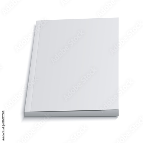Blank Flying Cover Of Magazine, Book, Booklet, Brochure. Illustration Isolated On Dark Background. Mock Up Template Ready For Your Design. Vector EPS10