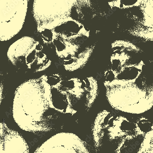 Grunge seamless pattern with skulls.