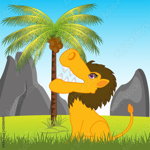 Lion in africa on glade