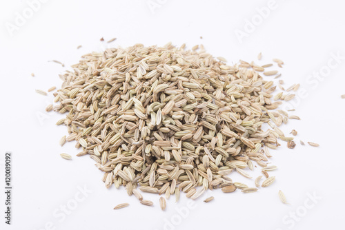 fennel seeds on white background