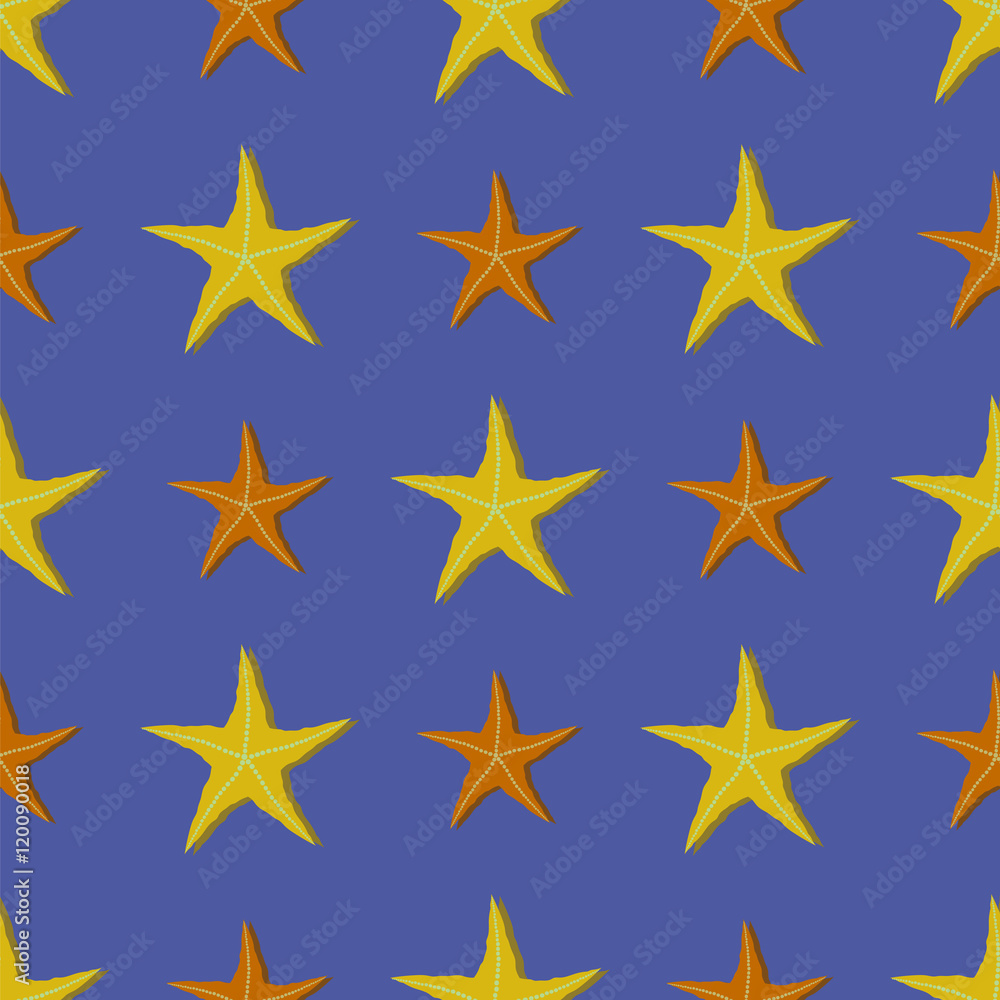 Obraz premium Exotic Seafisn Seamless Pattern on Blue Background
