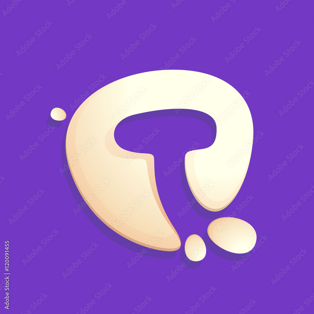 Letter T logo in milk, yogurt or cream splashes. Letter T logo in milk, yogurt or cream splashes.