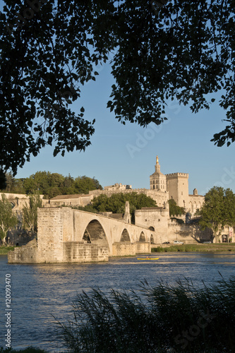 Pont du Avignon ,Avignon Bridge with Popes Palace and Rhone river, Provence, France