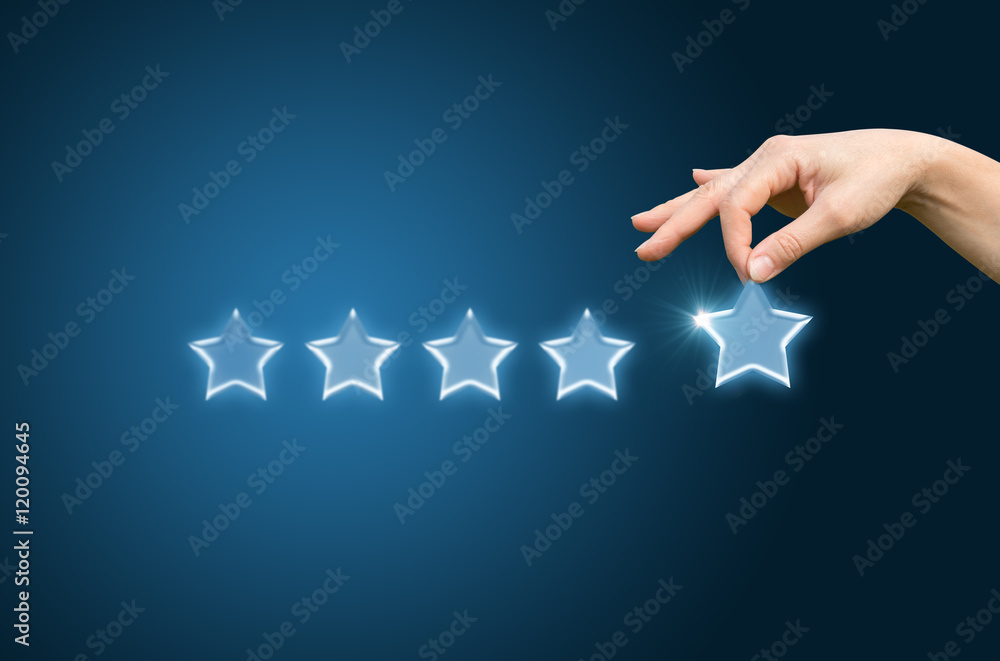 Customer review give a five star - obrazy, fototapety, plakaty 