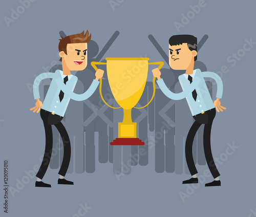flat design ambitious businessmen and trophy icon vector illustration