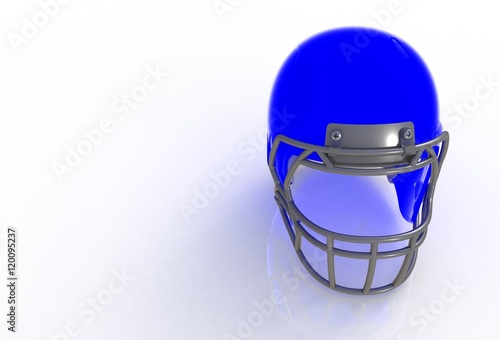 Light blue american football helmet isolated on white background, 3D rendering