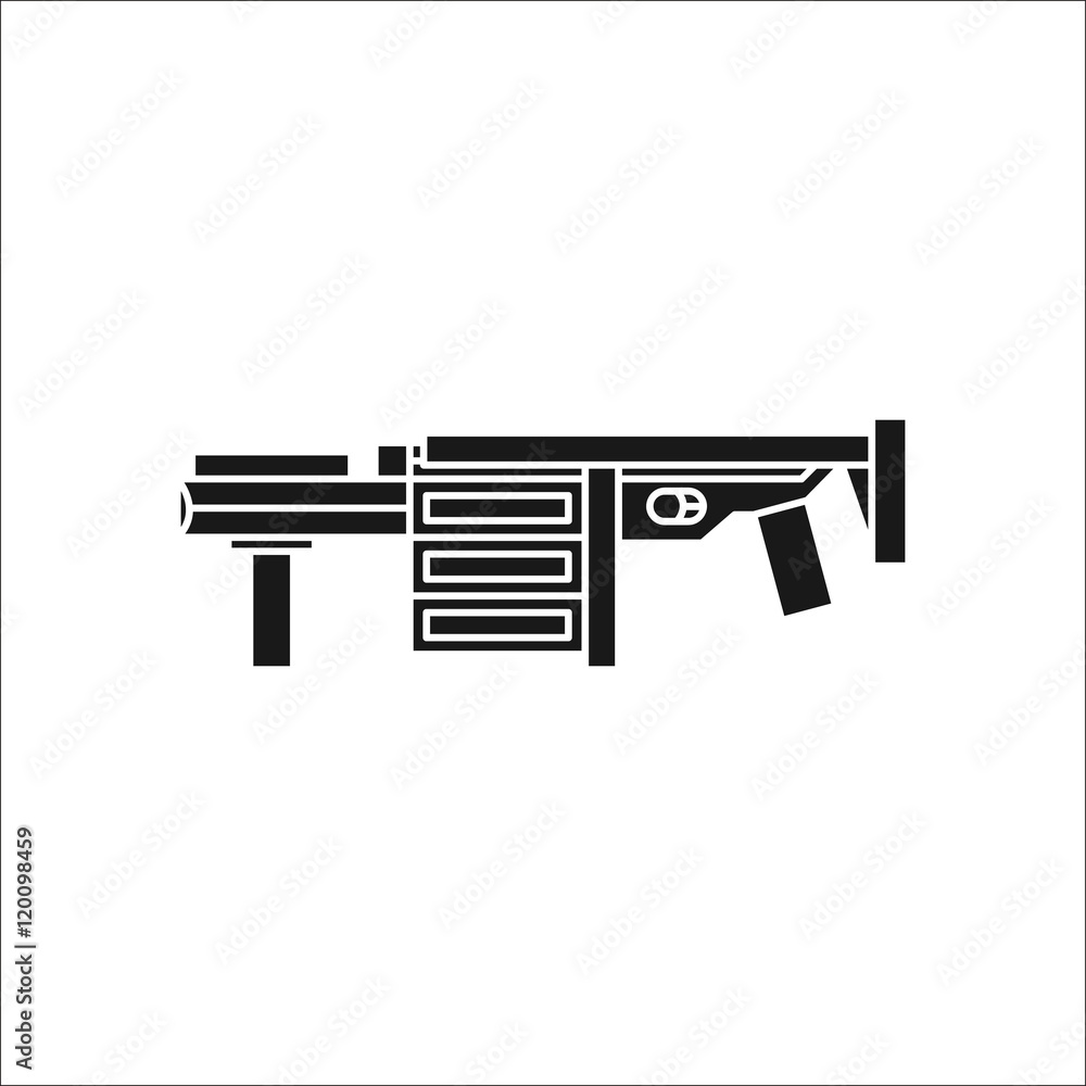 Grenade launcher gun sign silhouette icon on background Grenade launcher gun sign silhouette icon on background