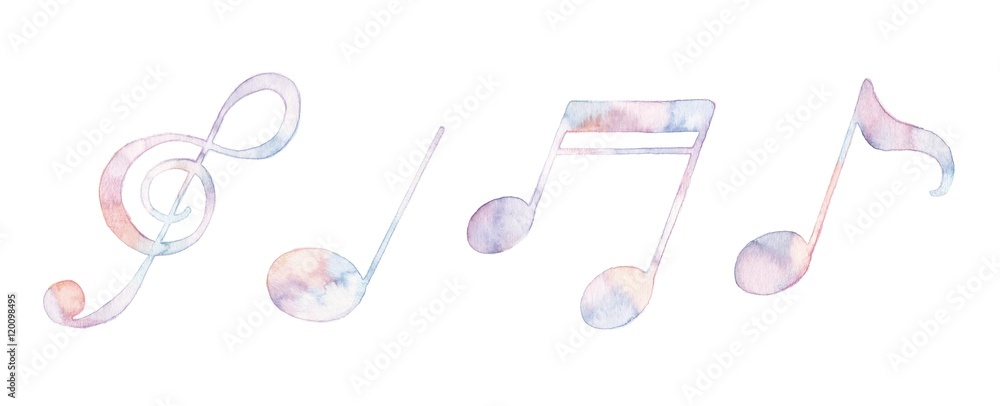 Naklejka premium 音符、踊る五線譜