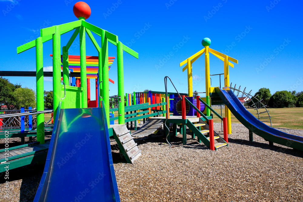 Picture of colorful playground with equipment, Levin, New Zealand Picture of colorful playground with equipment, Levin, New Zealand