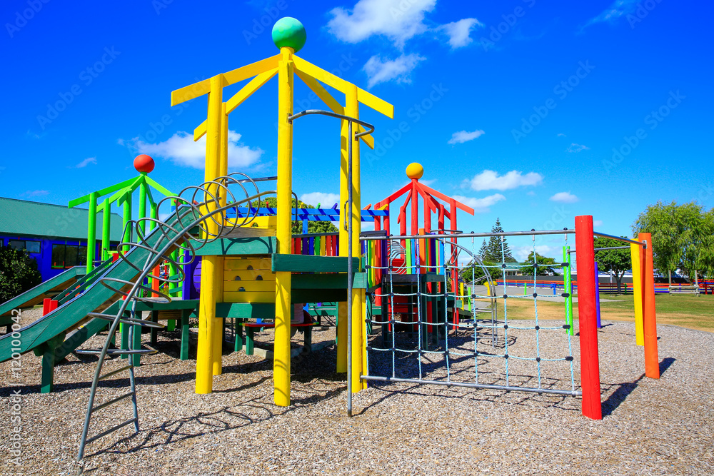 Picture of colorful playground with equipment, Levin, New Zealand Picture of colorful playground with equipment, Levin, New Zealand