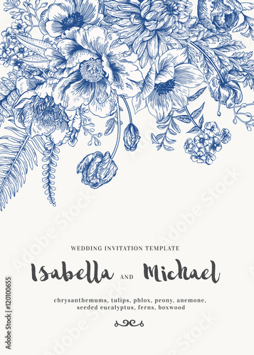 Wedding invitations with summer flowers.