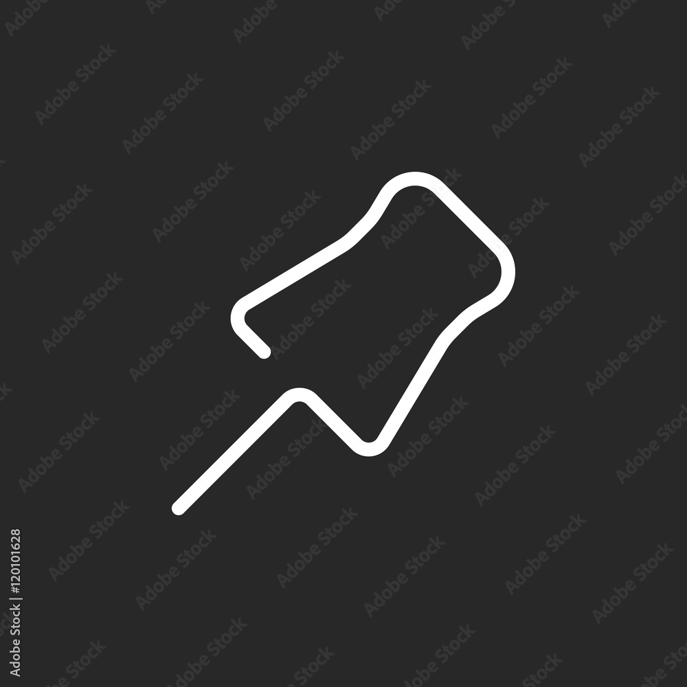 Pushpin or pin sign one line icon on background