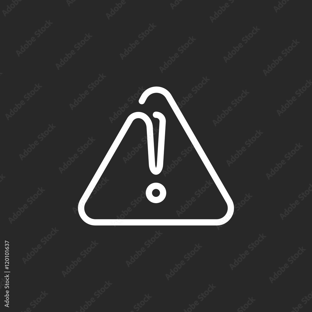 Alert danger warning sign one line icon on background Alert danger warning sign one line icon on background