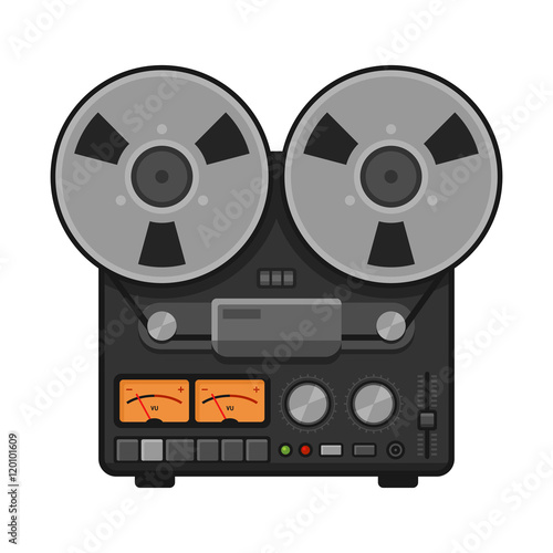 Vintage Analog Stereo Reel Deck Tape Recorder. Vector