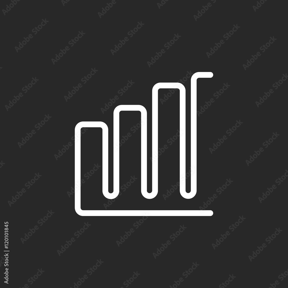 Graph chart sign one line icon on background Graph chart sign one line icon on background
