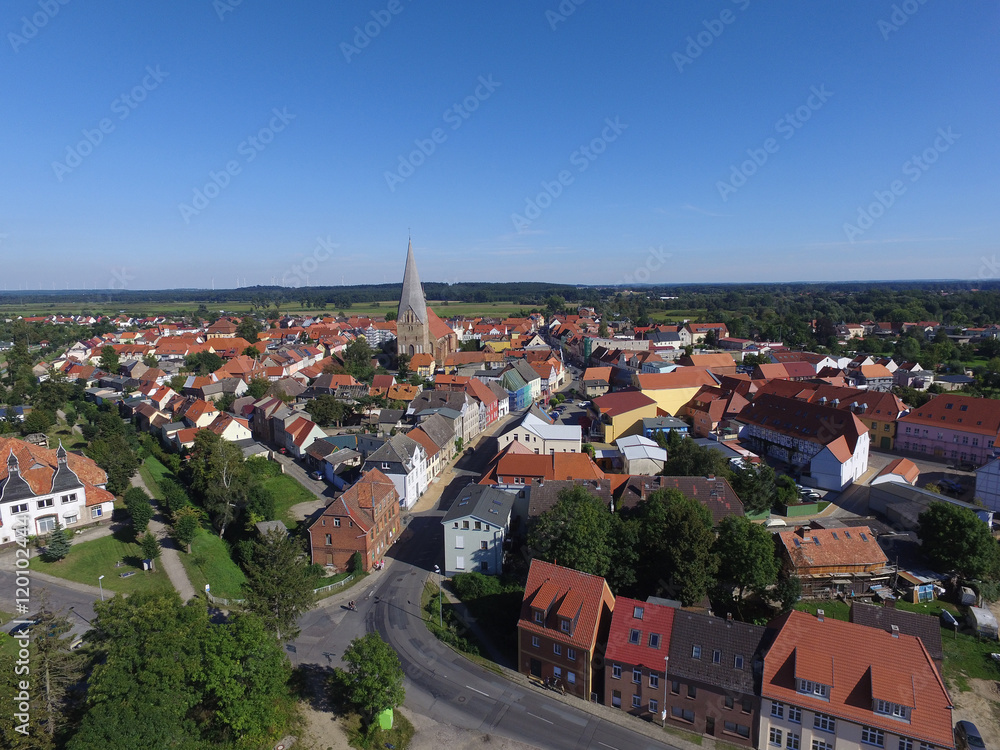 Obraz premium aerial view of the city buetzow in germany