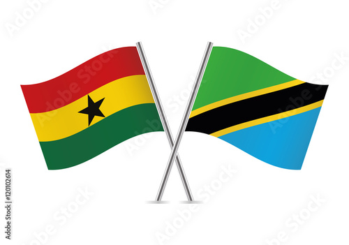 Ghana and Tanzania flags. Vector illustration.