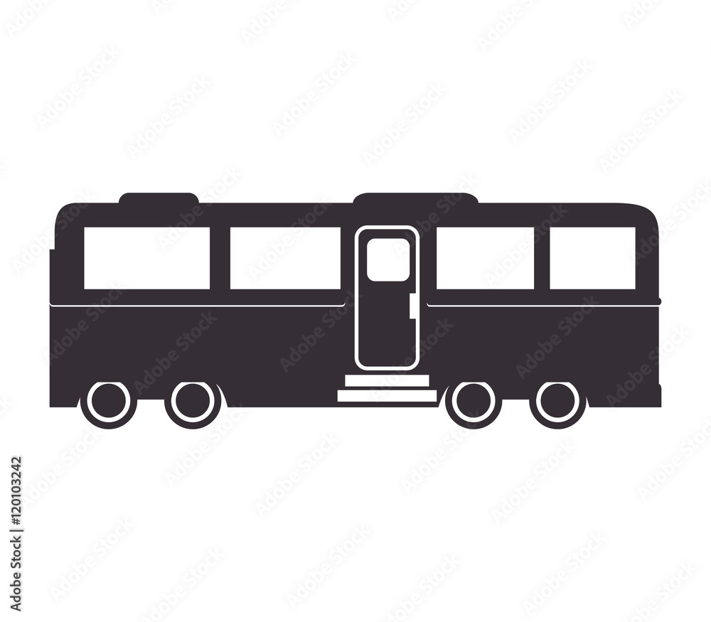 wagon of passengers  train rail  vehicle transport silhouette vector illustration