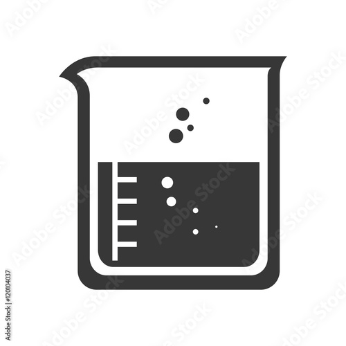beaker flask chemical laboratory glass with liquid silhouette vector illustration