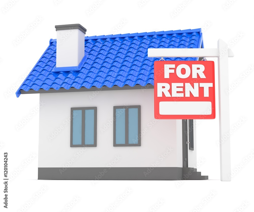 Miniature model of house real estate for sale on white background. Agency sale. 3D rendering. Miniature model of house real estate for sale on white background. Agency sale. 3D rendering.