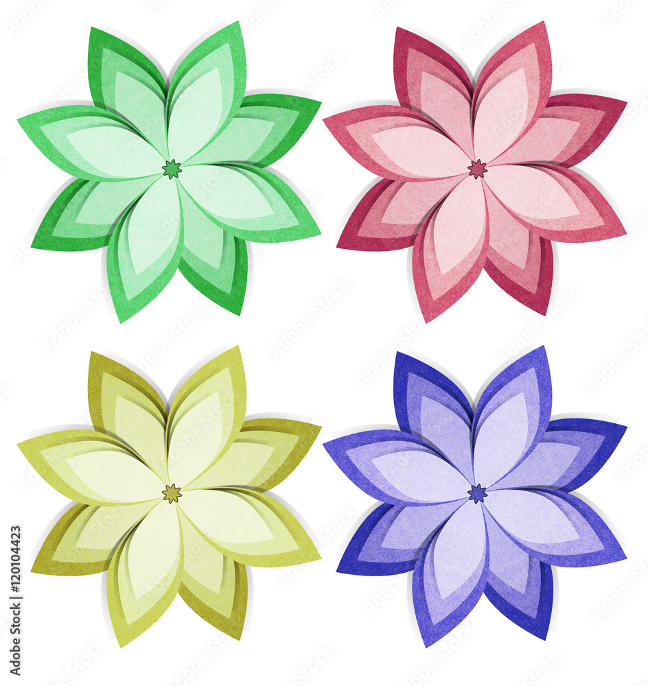 Fototapeta premium flower paper craft stick on white background