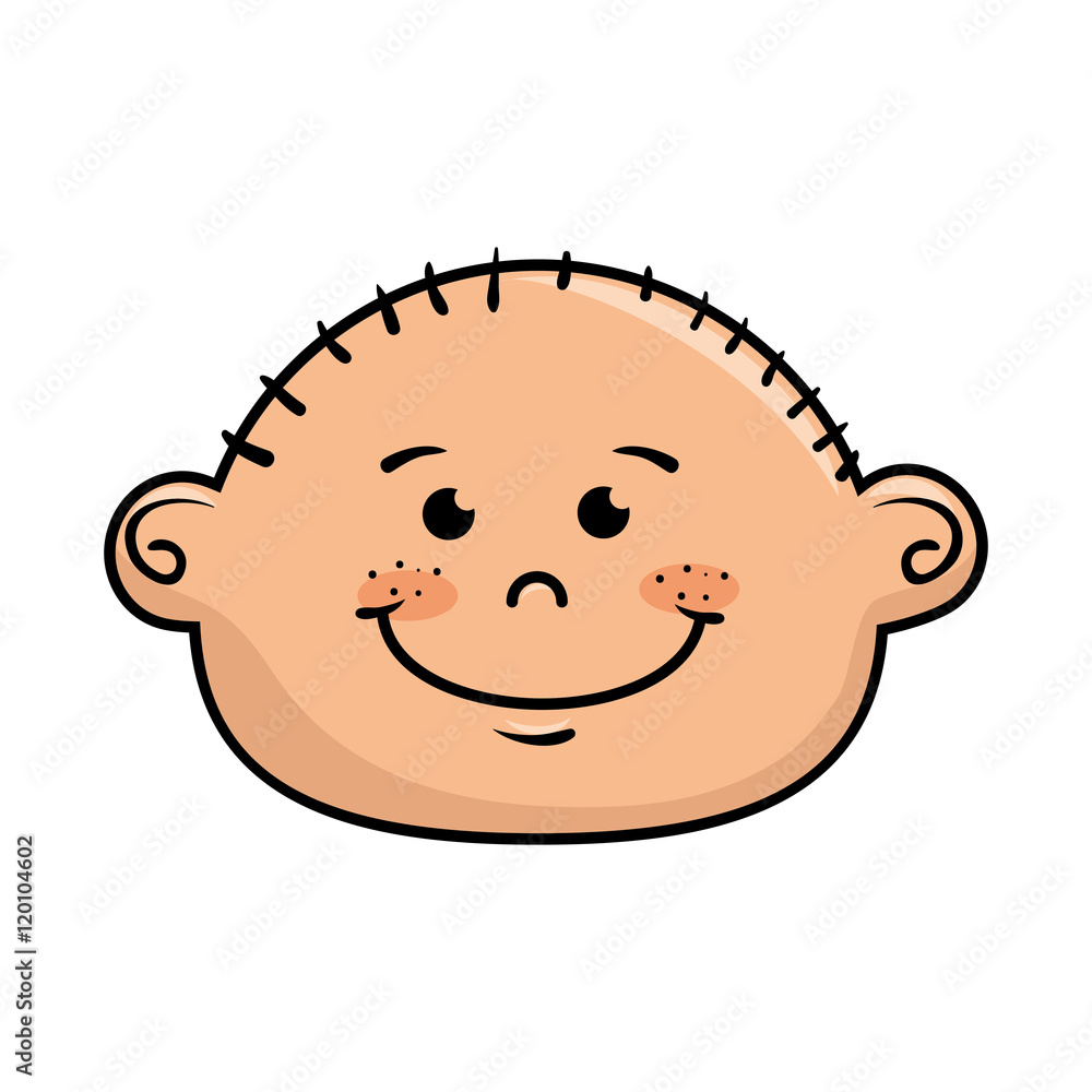 boy smiling cartoon happy face child kid  vector illustration