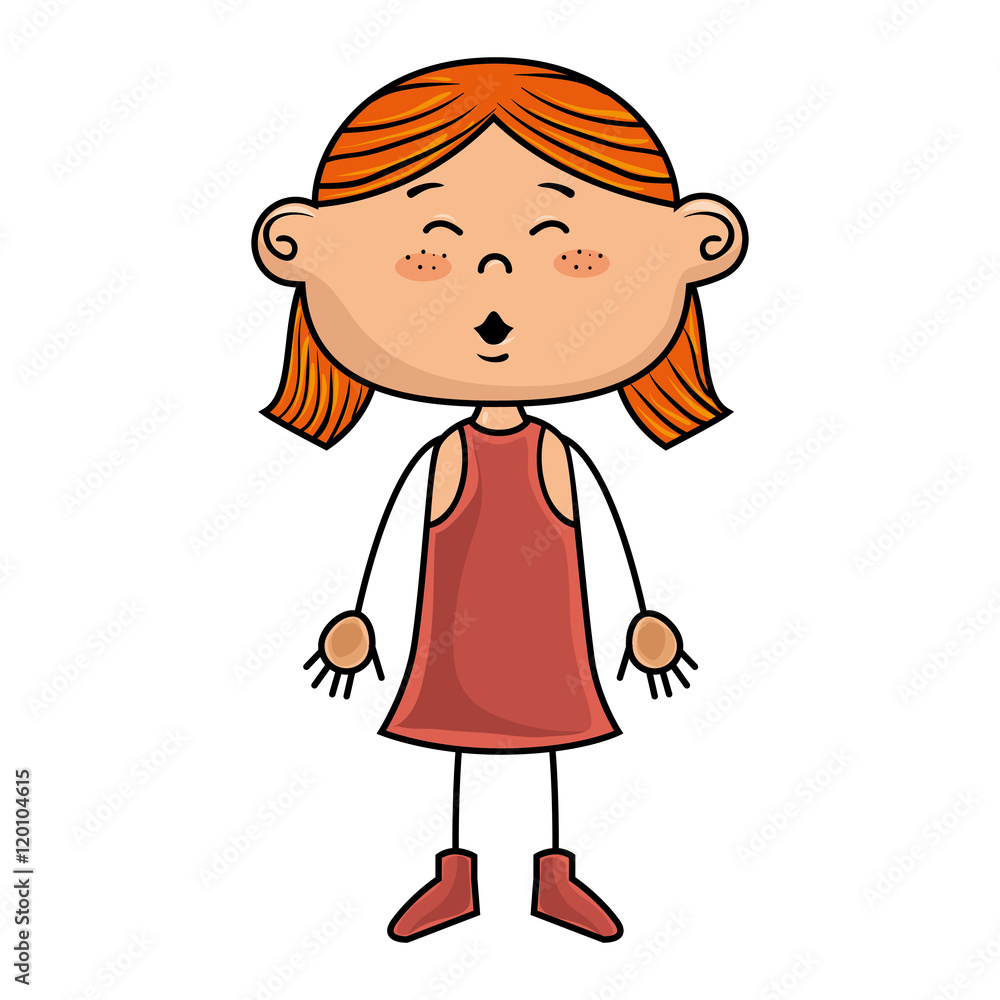 girl kid cartoon smiling wearing pink dress vector illustration girl kid cartoon smiling wearing pink dress vector illustration