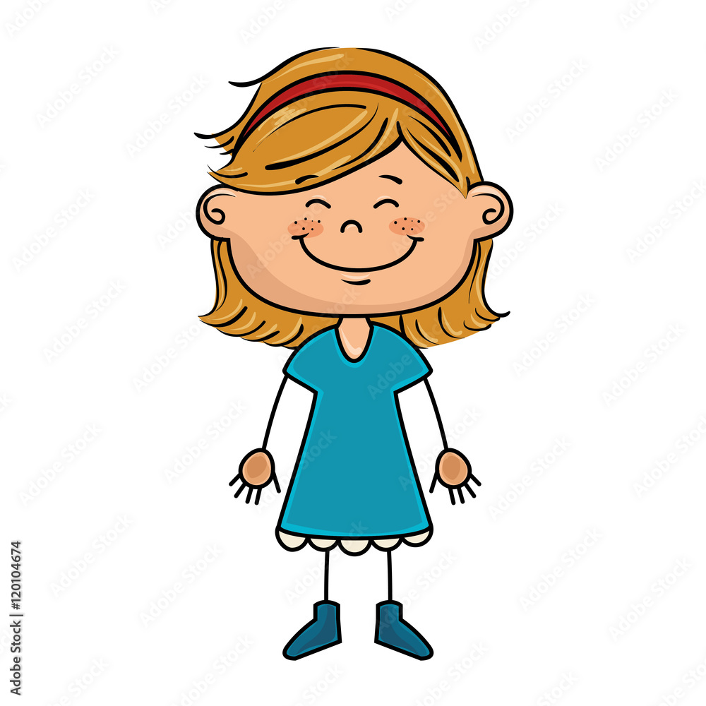 girl kid cartoon smiling wearing blue dress vector illustration girl kid cartoon smiling wearing blue dress vector illustration