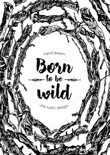 Hand drawn ink rustic design vector elements