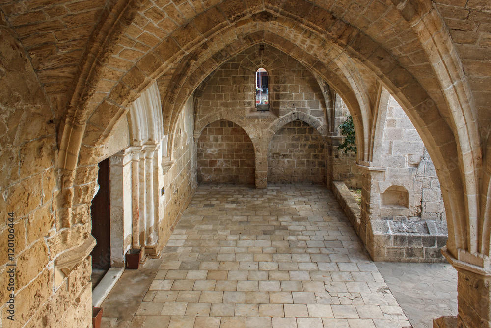 Arches and walls of the Abbey of Bellapais Northern Cyprus.