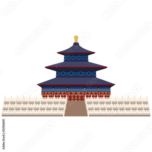 Temple of Heaven in Beijing China. Flat cartoon style historic sight showplace attraction web site vector illustration