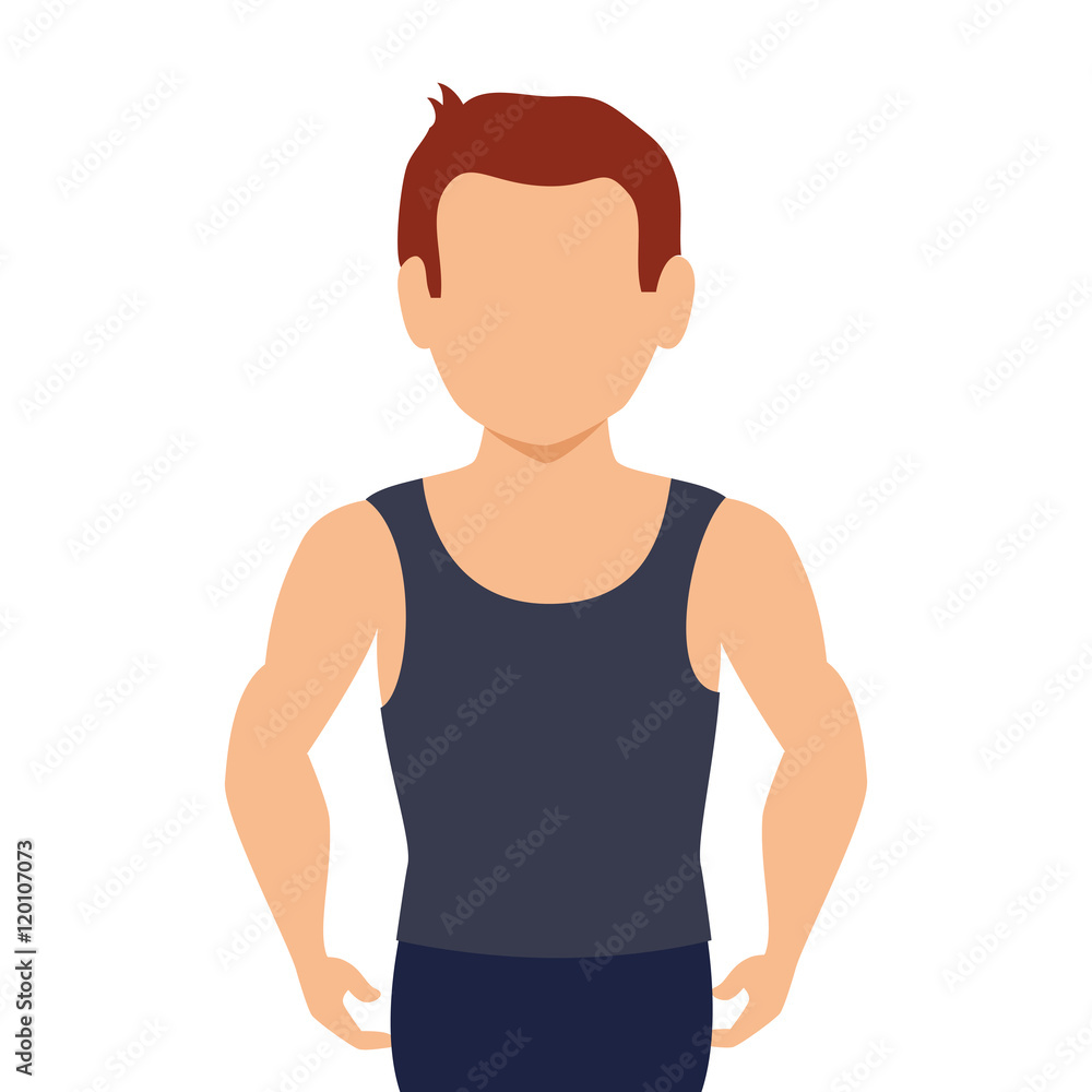 Fototapeta premium avatar muscle man and wearind dark clothes. fitness lifestyle. vector illustration