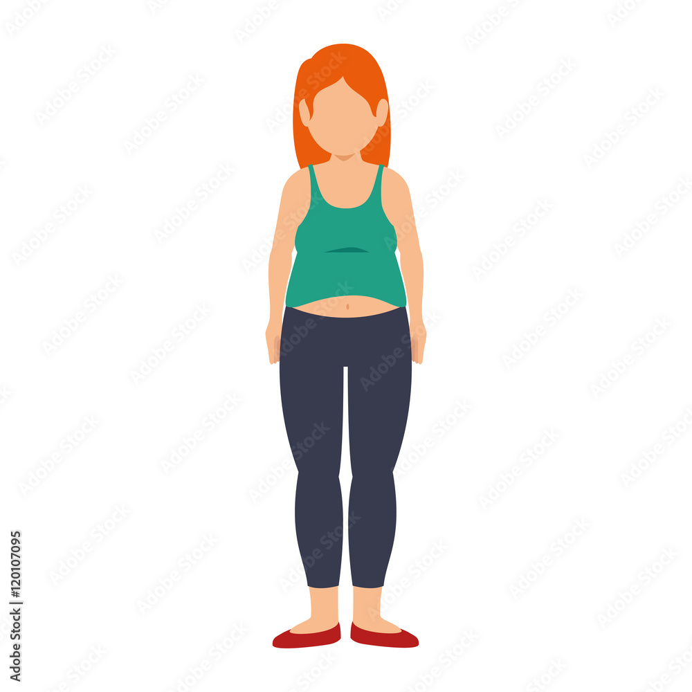 fat woman female body. weight unhealthy lifestyle. vector illustration fat woman female body. weight unhealthy lifestyle. vector illustration