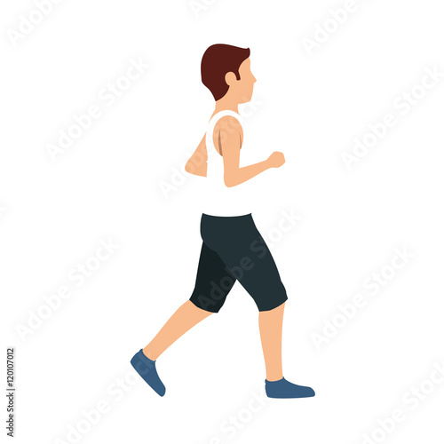 man with skinny body and wearing short pants cartoon. vector illustration