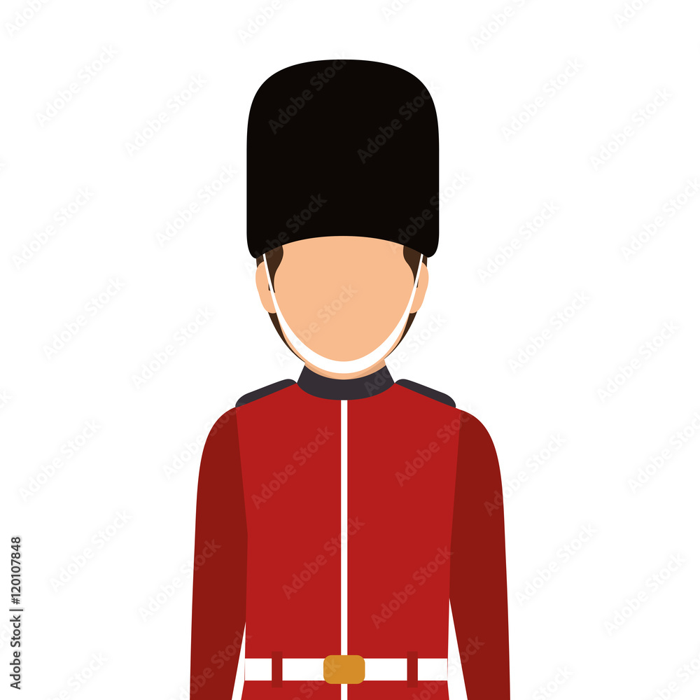 avatar british guard man. london symbol cartoon. vector illustration