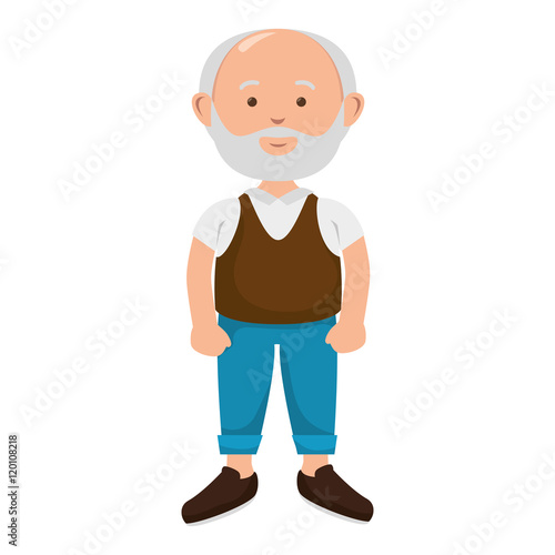 avatar senior man with beard. cartoon old person. vector illustration 