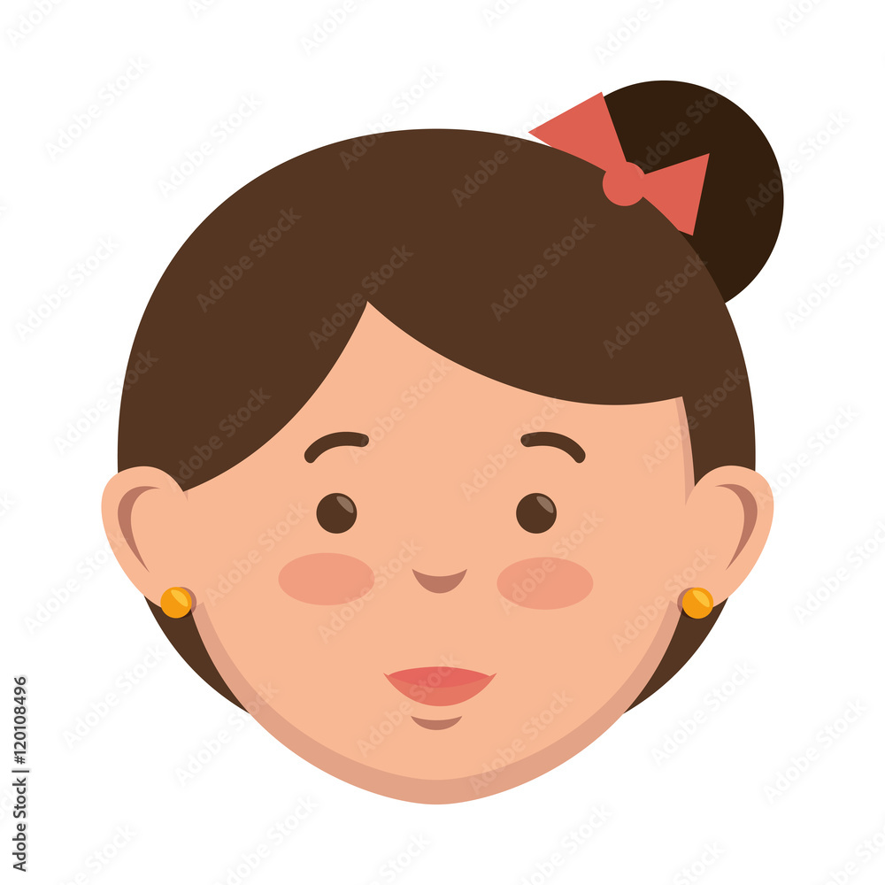 avatar little girl face smiling . kid cartoon. vector illustration