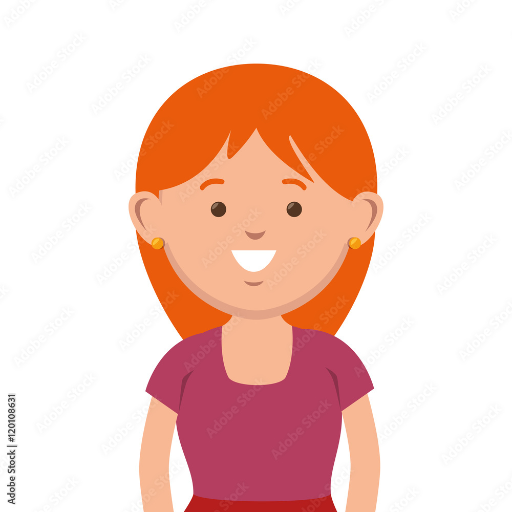 avatar adult woman cartoon wearing pink shirt. vector illustration avatar adult woman cartoon wearing pink shirt. vector illustration