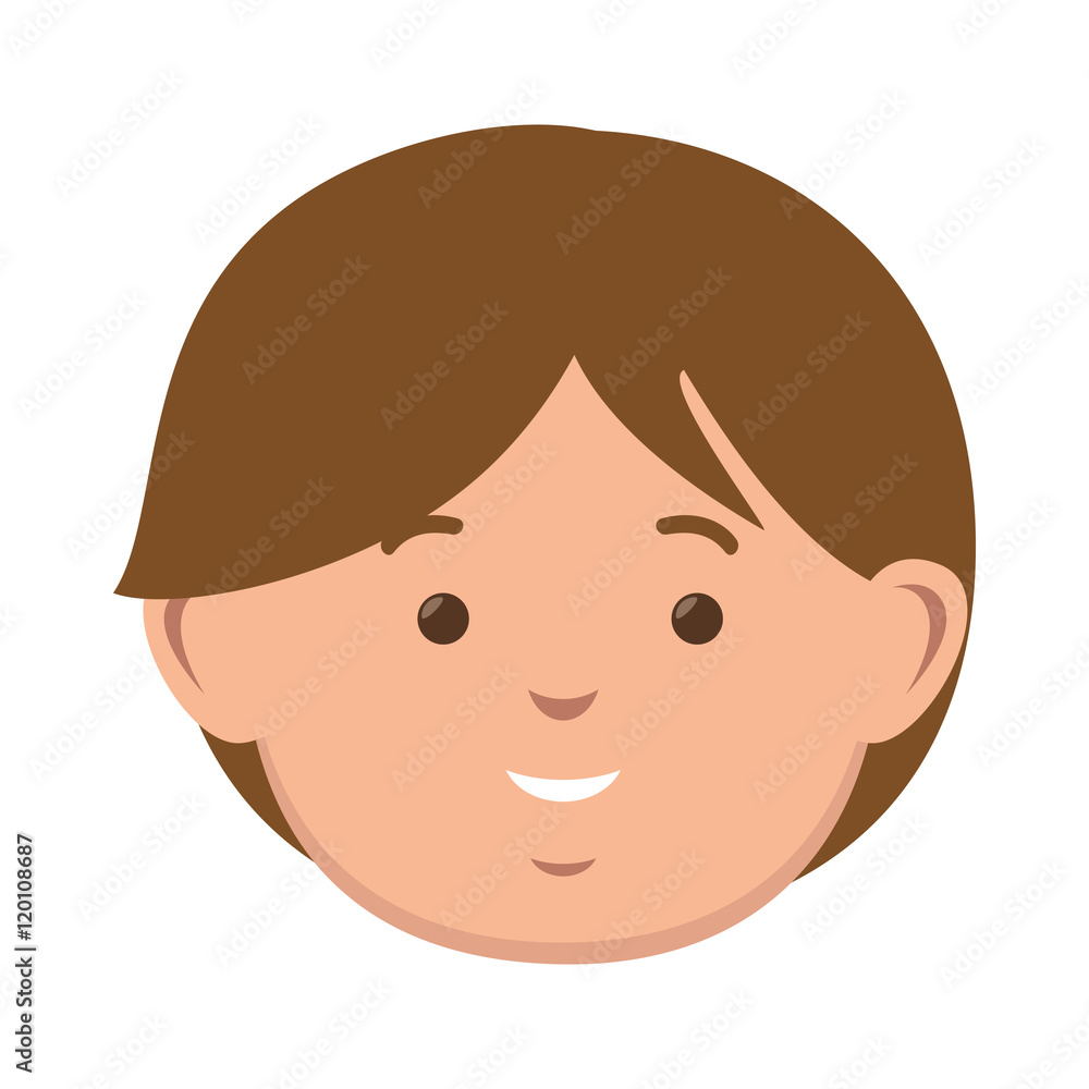 avatar little boy face smiling kid cartoon. vector illustration