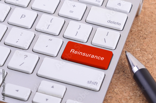 Business concept: computer keyboard  with Reinsurance word on enter button