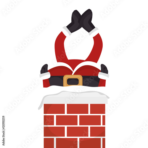 santa claus stuck in chimney christmas season symbol. vector illustration
