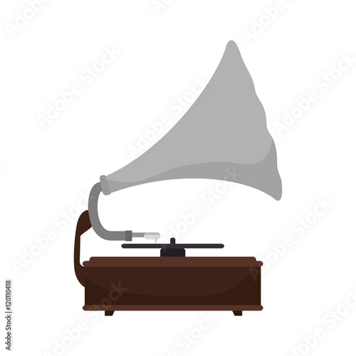 gramophone vynil musical device. retro music object. vector illustration