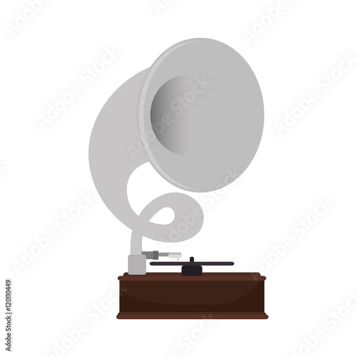 gramophone vynil musical device. retro music object. vector illustration
