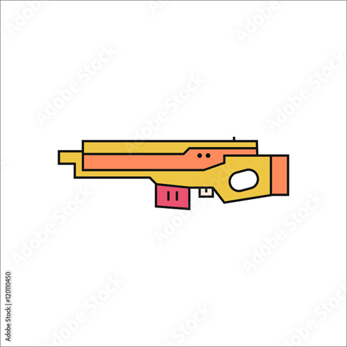 Futuristic large laser gun rifle sign flat icon on background