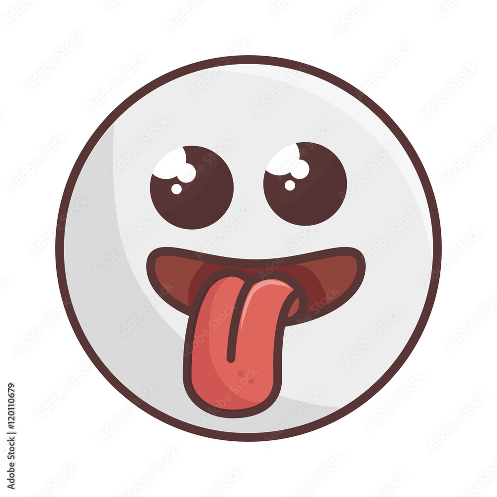 kawaii cute cartoon happy expression face emoticon. vector illustration