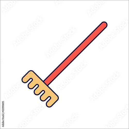 Garden Rake sign flat icon on background
